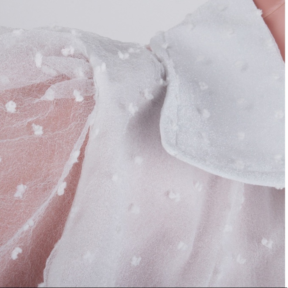 NWOT SEMI-SHEER SWISS DOT BLOUSE WHITE - 2716/59 - Picture 5 of 8